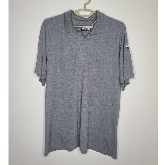 Bulwark CAT2 FR fire resistant grey short sleeve polo shirt - XL - Picture 1 of 7
